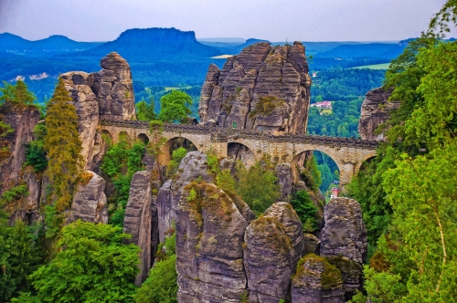 Felsformation Bastei in der Sächsischen Schweiz, Deutschland