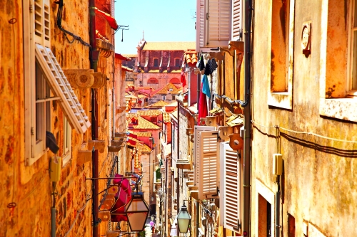malerische Straße in Dubrovnik in Dalmatien, Kroatien